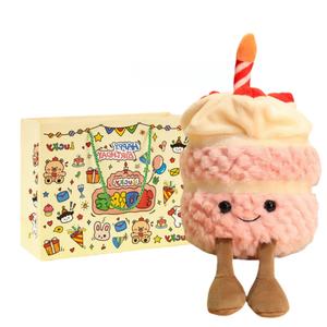 Поющая плюшевая кукла birthday cake music that sings высотой 28 см MENGXIAOZAI, розовый