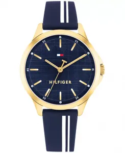 Женские кварцевые часы с темно-синим силиконовым ремешком, 34 мм Tommy Hilfiger, navy