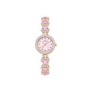 Disney Часы женские с механизмом Princess Quartz, экологичный медный ремешок, розовый циферблат