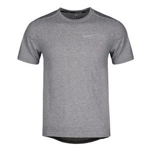 Футболка Men's Nike Stripe Logo Printing Running Quick Dry Round Neck Short Sleeve Gray T-Shirt, серый