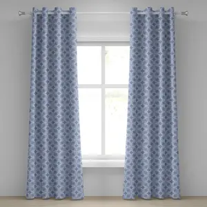 Синяя штора на люверсах ABAKUHAUS, диагональный квадратный узор, геометрическое переплетение, декоративное кружево, декоративная двухпанельная штора на окно, 280 см x 225 см, серо-голубая Abakuhaus