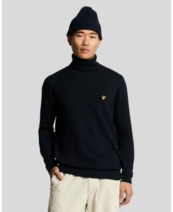 Мужской хлопковый свитер с высоким воротником из мериносовой шерсти Lyle & Scott, Dark navy