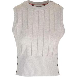 Прямой подол безрукавный жилет THOM BROWNE, светло-серый