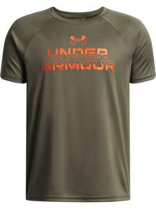 Спортивная футболка Split Wordmark T-Shirt (Tech) зеленого цвета Under Armour