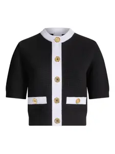 Фактурный топ без воротника Patou, черный