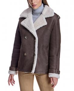 Женская куртка-бушлат из овчины Julia & Stella By Maximilian, Brown/white