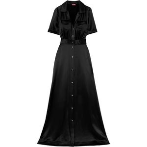 Staud Women Millie макси-платье с поясом из ацетата и полиэстера, сплошной черный цвет