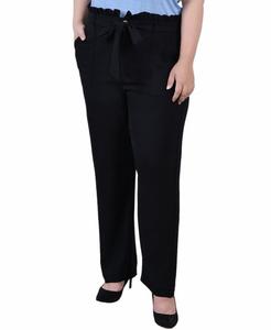 Брюки-бумажный мешок больших размеров, полной длины NY Collection, Black