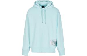 Хлопковый худи с аппликацией логотипа ARMANI EXCHANGE, светло-голубой зеленый