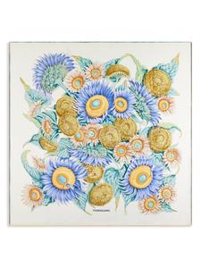 Шелковый шарф с принтом «Подсолнухи» от Ferragamo, синий