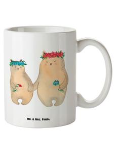 Большая белая кружка с медведем и цветочным венком (ничего себе) Mr. & Mrs. Panda