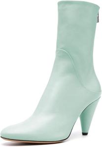 Женские милые ботильоны Tang'scuisins с круглым носком, застежкой-молнией сзади, средней конусообразной подошвой, для ежедневного ношения и официальных мероприятий, размеры 4-16 US, Pale Turquoise