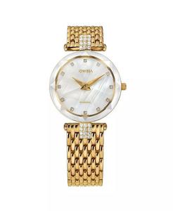 Швейцарские позолоченные женские часы Facet Strass, 30 мм, циферблат MOP Jowissa, белый