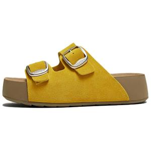 BASTO Женские кожаные слайдеры с пэчворком желтые, цвет Yellow