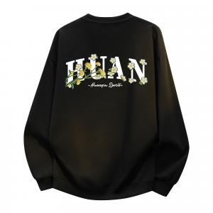 Свитшот с круглым вырезом Unisex HUANQIU, черный (fleece-lined)