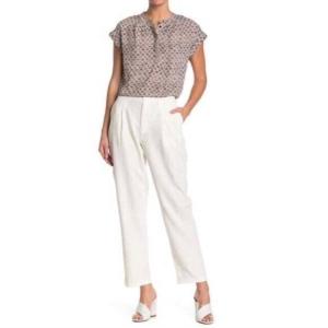 Укороченные брюки до щиколотки с плиссировкой и застежкой-липучкой белого цвета H Halston