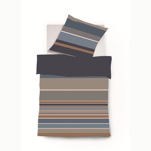 Постельное белье Fleuresse Black Premium из швейцарского сатина Kanata коричнево-синий 135х200 см + 80х80 см