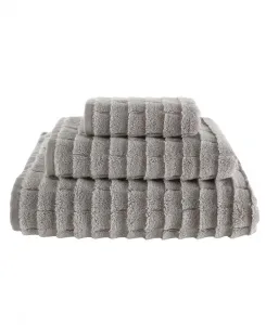 Набор из 3 банных полотенец из хлопка с текстурой под плитку "метро" Talesma, серый