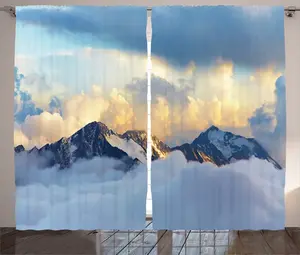 Штора ABAKUHAUS Panorama Rustic, кружево Snow and Cloudy, присборенная тесьма для спальни с петлями и крючками, 280 x 245 см, цвет: антрацитово-серый/белый Abakuhaus