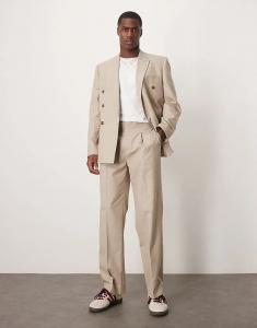 Прямые брюки ASOS DESIGN с эластичной талией в меланжевом стиле