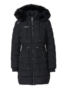 Утепленное пальто с капюшоном в ЧЕРНОМ цвете KOROSHI