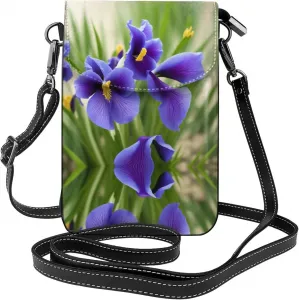 Маленькая сумочка для телефона с принтом в виде фиолетовых цветов, сумка через плечо с магнитной застежкой и отделениями для карт, из искусственной кожи Ultra Fiber.