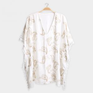 Бохо пончо-платье с вышивкой TRUEDAMES, белый