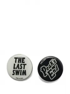 Набор из двух значков с логотипом Prada, черный