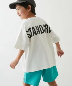 Футболка с коротким рукавом, 100% хлопок, сохраняет форму, с принтом логотипа STANDARD на спине, детская, весна/лето 2016 Devirock, цвет White