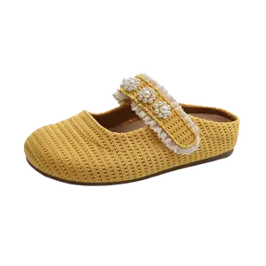 EGCHI Женские закрытые тапочки желтые, цвет Yellow