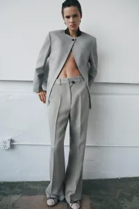 Блейзер с контрастным воротником из коллекции zw Zara, серый