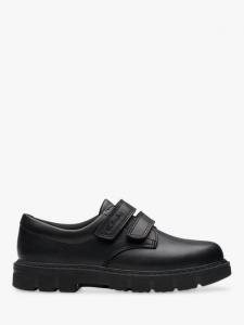 Детские школьные ботинки Lorcam Loop Riptape Clarks, Black Leather