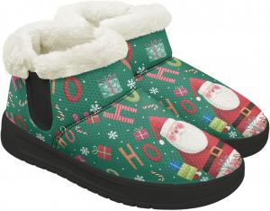 Зимние ботинки для женщин и мужчин, минималистичные, теплые с мехом, с широким носком, на щиколотку, с легким надеванием, для прогулок и бега Chririnla, Ho Ho Ho Santa Claus