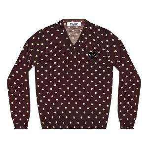 Свитер polka dot sweater black emblem 'burgundy' Comme Des Garcons Play, бургундия