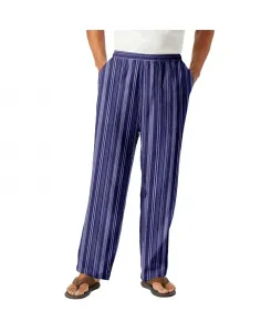 Широкие брюки из хлопкового газу с эластичной резинкой на талии Big & Tall KingSize, синий