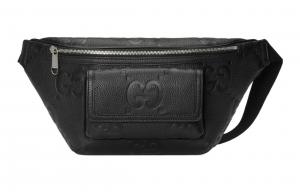 GUCCI Кожаная поясная сумка мужская черная