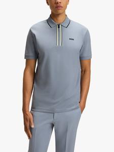 BOSS хлопковая поло с коротким рукавом и молнией HUGO BOSS, Dark Grey