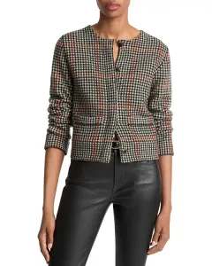 Кардиган с круглым вырезом из шерсти и кашемира Vince, коричневый