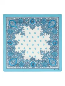 Шелковый платок с принтом пейсли Etro, синий