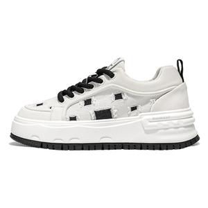 BIGWASP Износостойкие мужские скейтерские кеды низкие бело-черные, цвет White Black