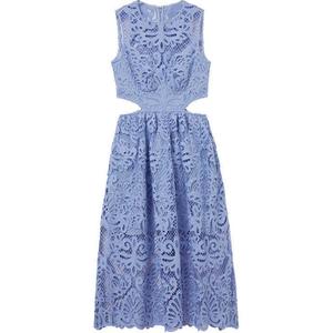Платье миди с кружевными вставками Self portrait Self-portrait, синий