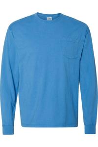 Футболка с длинным рукавом ComfortWash by Hanes Garment-Dyed с карманом, цвет summer sky blue