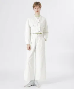 Джинсовая куртка без воротника Loveless, цвет White