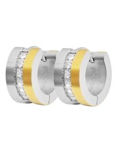 Adeliás Женские серьги - серьги-кольца на шарнирах из нержавеющей стали со стразами серебристого цвета