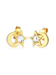 Elli Серьги из серебра 925 пробы с астронавтическим узором, изображением полумесяца, звезд и звезды в золоте