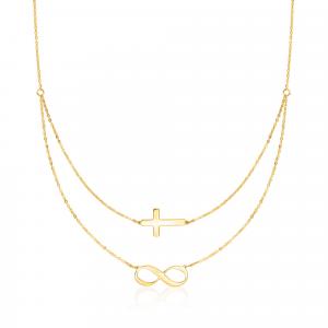 Многослойное ожерелье Ross-Simons Italian из 14-каратного желтого золота с символом бесконечности и креста Ross-Simons, 20 In