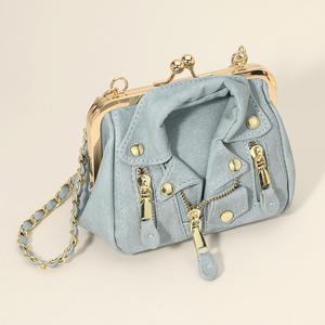 Кожаная мотоциклетная куртка Сумка через плечо FASHNZFAB, светло-голубой