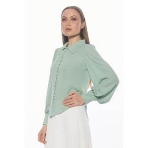 Женская блузка с рукавами-блузонами и застежкой на пуговицы Alexia Admor, зеленый