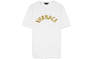 Футболка с вышитым логотипом Seashell Baroque VERSACE, белый