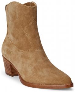 Женские ботильоны Harpher из полированной кожи Lauren Ralph Lauren, Camel Suede